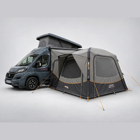 Vango Roca Air Mid inflatable drive away awning attached to a motorhome