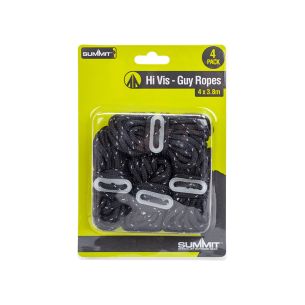Pack of 4 Black High Vis Guy Ropes  | Pegs, Mallets & Guys 