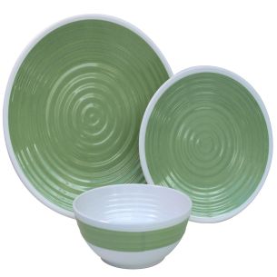 Outdoor Revolution Premium 12pc Melamine Plate and Bowl Set Pastel Lime | Picnic Sets