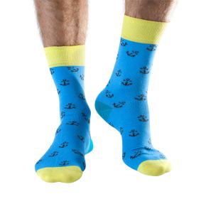 Doris & Dude Mens Socks - Blue Anchors | Footwear | Footwear