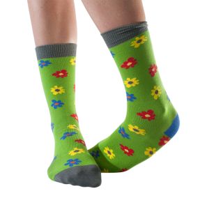 Doris & Dude Ladies Socks - Green Flowers | Footwear | Footwear