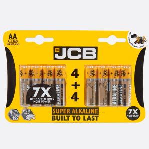 JCB AA Super Alkaline Batteries 4+4 FREE