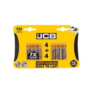 JCB AAA Super Alkaline Batteries 4+4 FREE