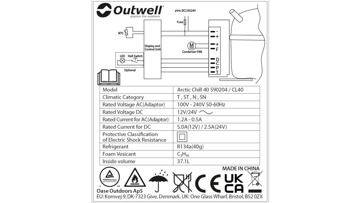 Outwell Cooler Compressor Fridge Arctic Chill 40