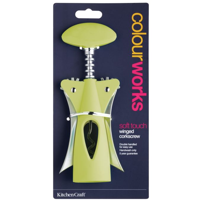 Colourworks Green Wing Corkscrew with Soft Touch Body